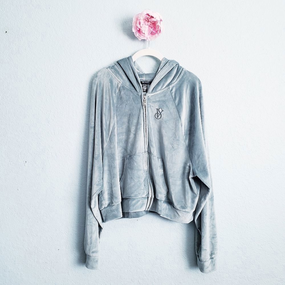 Victoria's Secret On Point Seafoam Green Velvour Full Zip Jacket